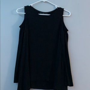 Open Shoulder Black Blouse